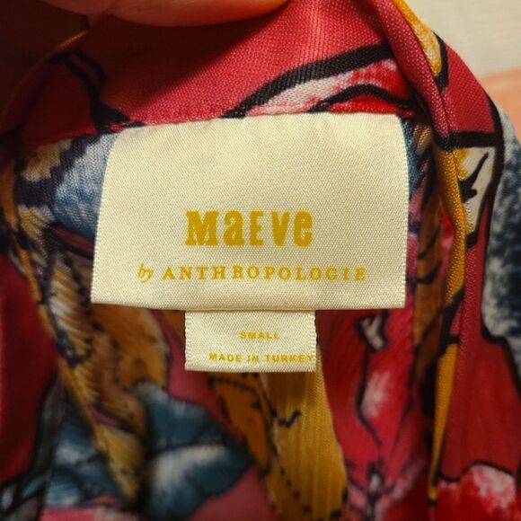 Maeve Accordian Pleat Floral Sleeveless Blouse with Neck Tie Small - Picture 3 of 6